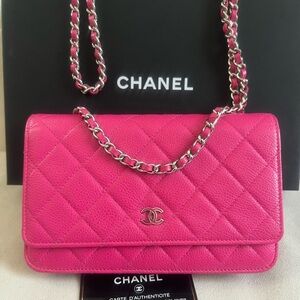 Chanel Pink Quilted Caviar WOC Crossbody Bag